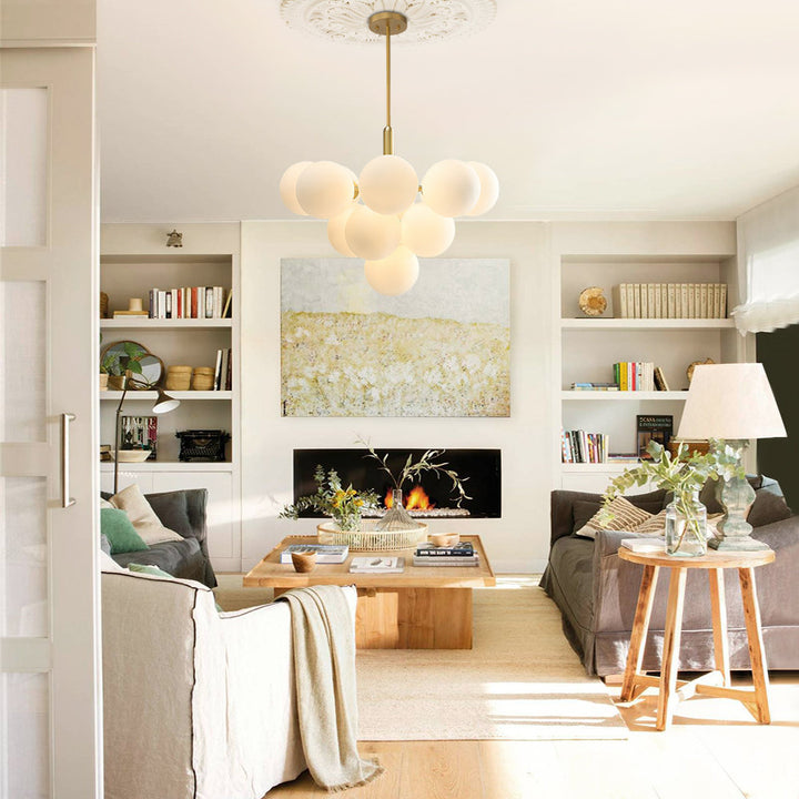 Delacroy 13 - Light Shaded Tiered Chandelier Everly Quinn Shade Pattern: Frosted, Finish: Brass