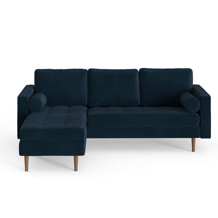Geo 84" Wide Reversible Sofa and Chaise AllModern Body Fabric: Ink Blue Performance Velvet