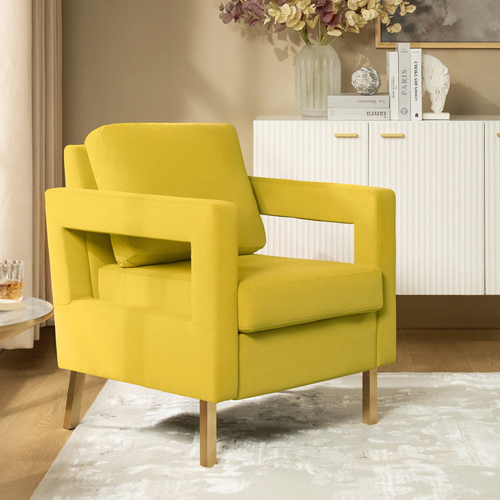 Clayne Velvet Armchair Etta Avenue™ Fabric: Yellow Velvet