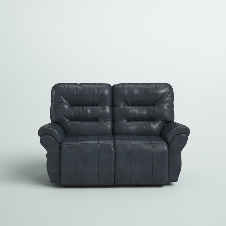 Fuller 64" Genuine Leather Pillow Top Arm Reclining Loveseat Steelside™