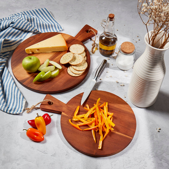 Rustic Serving Denmark 2 piece Acacia Wood Round Cutting Board Set (Set of 2) Denmark