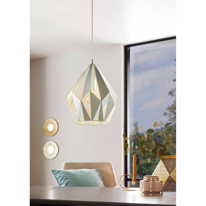 Hendry 1 - Light Single Geometric Pendant AllModern Size: 88.39" H x 12" W x 12" D Finish: Pastel Light Green