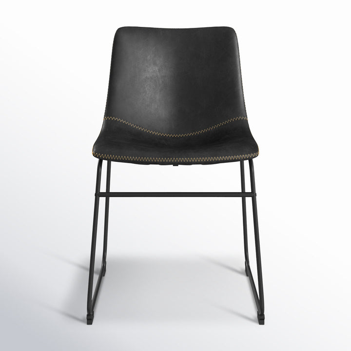 Nia Vegan Leather Side Chair (Set of 2) AllModern Frame Color: Black, Upholstery Color: Black