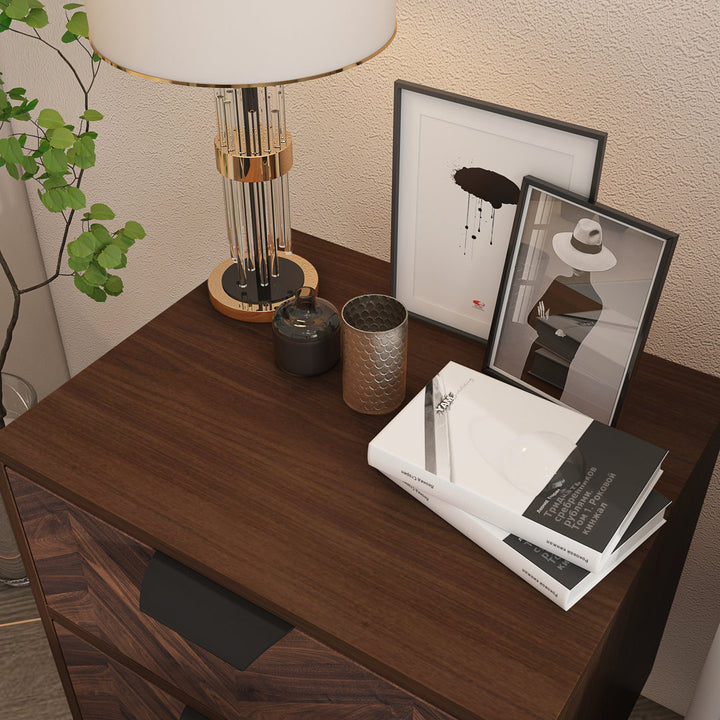 2 - Drawer Iron Nightstand in Brown Union Rustic