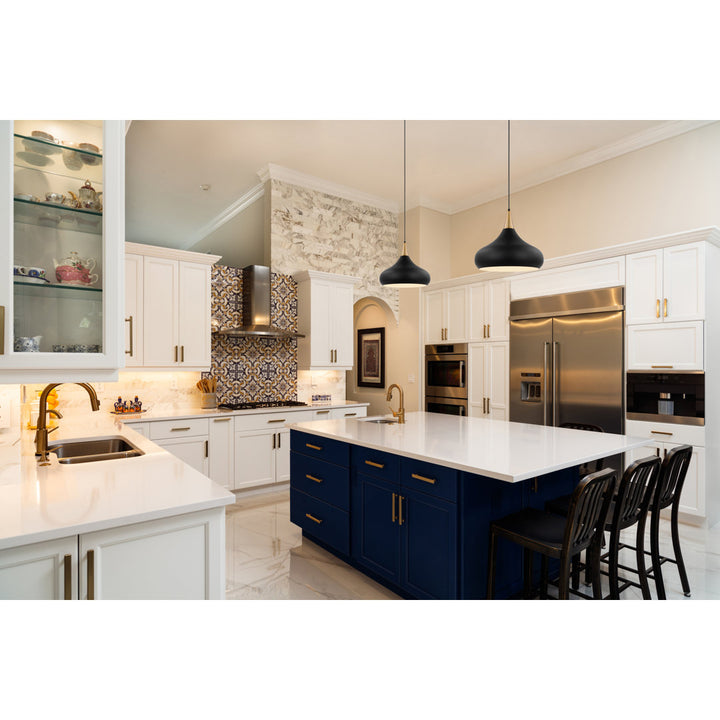 Braylon 1 - Light Single Teardrop Pendant Mercury Row® Size: 14" H x 14" W x 14" D Finish: Matte Black/Burnished Brass