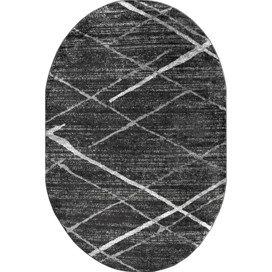 Amiia Abstract Power Loom Performance Dark Gray Rug Wrought Studio™ Rug Size: Oval 4' x 6'