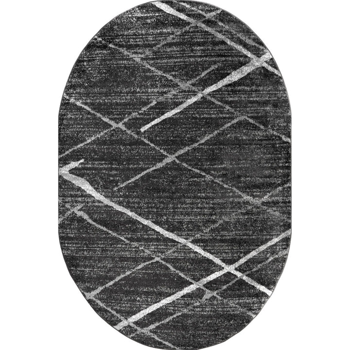 Amiia Abstract Power Loom Performance Dark Gray Rug Wrought Studio™ Rug Size: Oval 4' x 6'