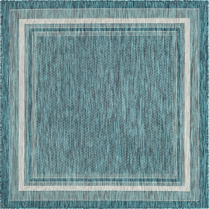Sevil Teal/Beige/Gray Indoor / Outdoor Rug Breakwater Bay Rug Size: Square 5'