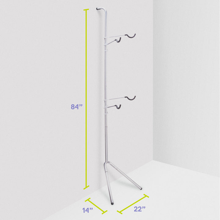 delta Alloy Freestanding Wall Fully Adjustable 2 Bike Single Pole Gravity Bike Storage Rack Delta Design