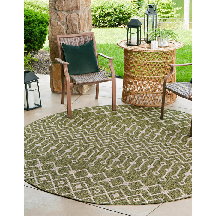 Adley Southwestern Green/Beige Indoor/Outdoor Area Rug Gracie Oaks Rug Size: Round 4'1"