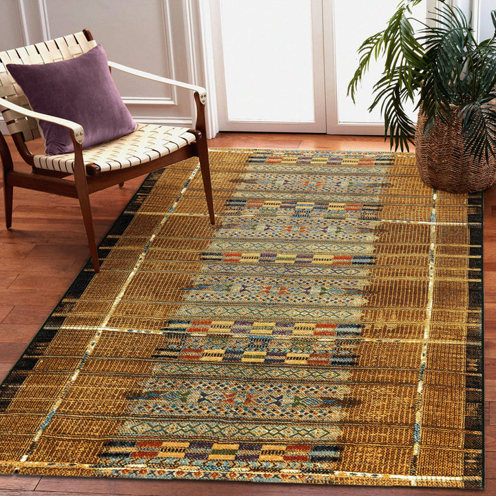 Augustus Southwestern Flatweave Gold Indoor/Outdoor Area Rug Mistana™ Rug Size: Rectangle 7'10" x 9'10"