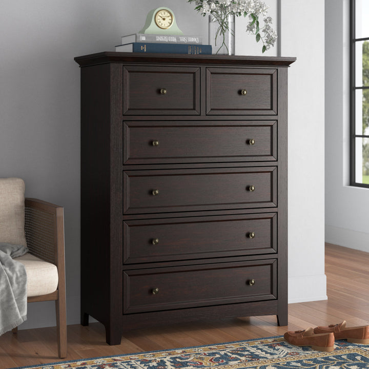 Kingery 6 - Drawer Dresser Three Posts™ Color: Black