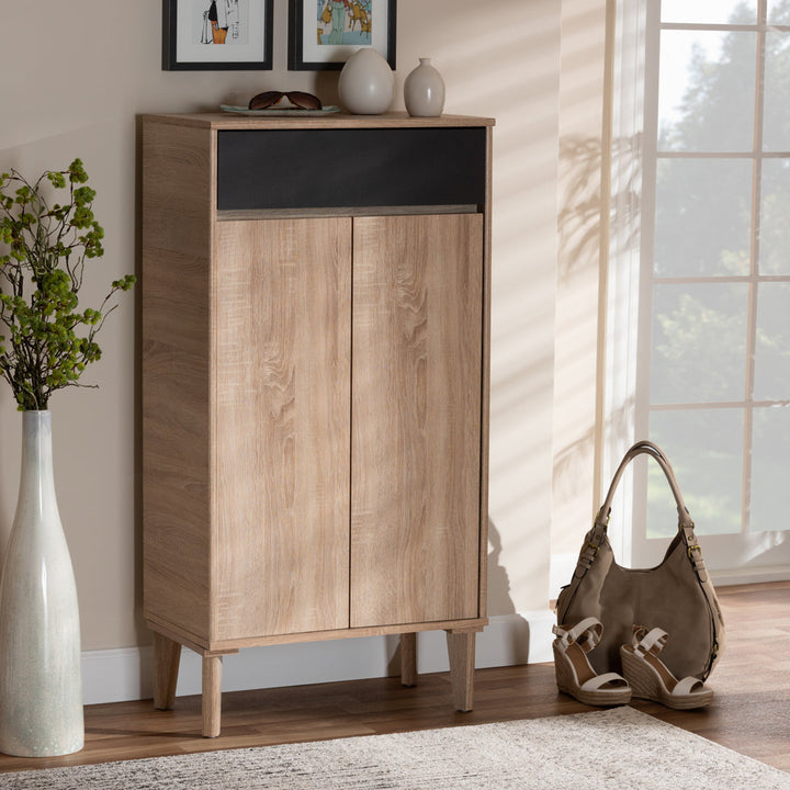 2-Door Wood Entryway 10 Pair Shoe Storage Cabinet Hokku Designs