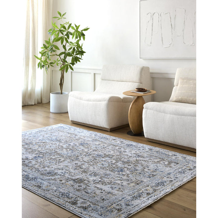 Amarr Oriental Machine Woven Area Rug in Black/Dark Blue/Taupe Lark Manor™ Rug Size: Rectangle 2' x 3'