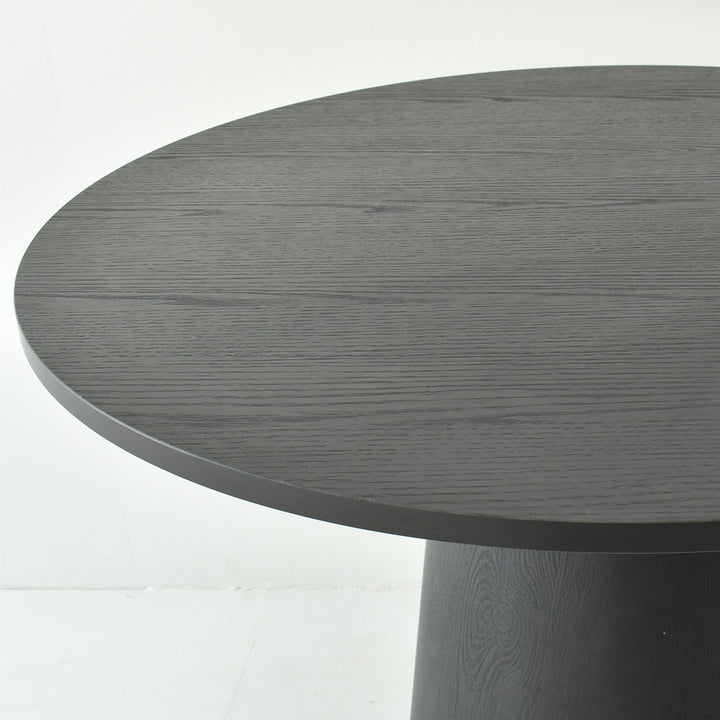 Agne 35" Round Pedestal Dining Table George Oliver Color: Black