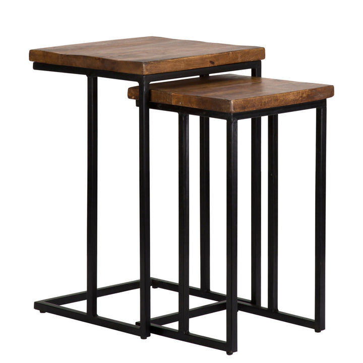 Eastville C Table Nesting Tables Steelside™ Color: Black/Mahogany Brown