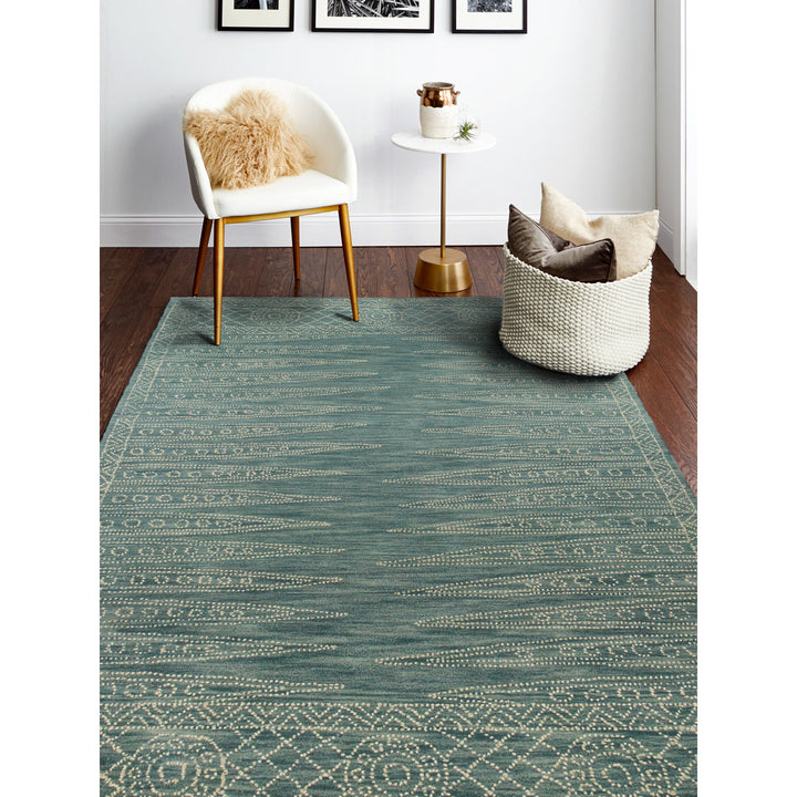 Gardea Geometric Handmade Tufted Wool Teal Area Rug Langley Street® Rug Size: Rectangle 3'6" x 5'6"