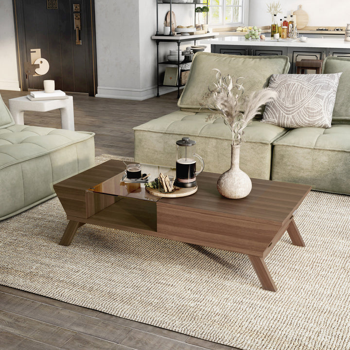 Soto 4 Legs Coffee Table with Storage Mercury Row® Color: Walnut