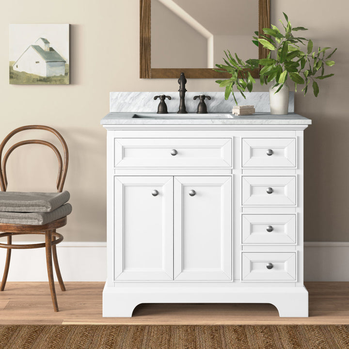 Amiri 37" Single Bathroom Vanity Set Birch Lane™ Base Finish: White