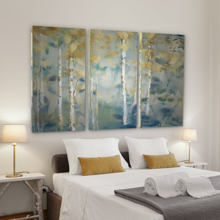 'Gilded Forest II' Multi-Piece Image on Wrapped Canvas Red Barrel Studio® Overall Size: 32" H x 48" W x 1.5" D