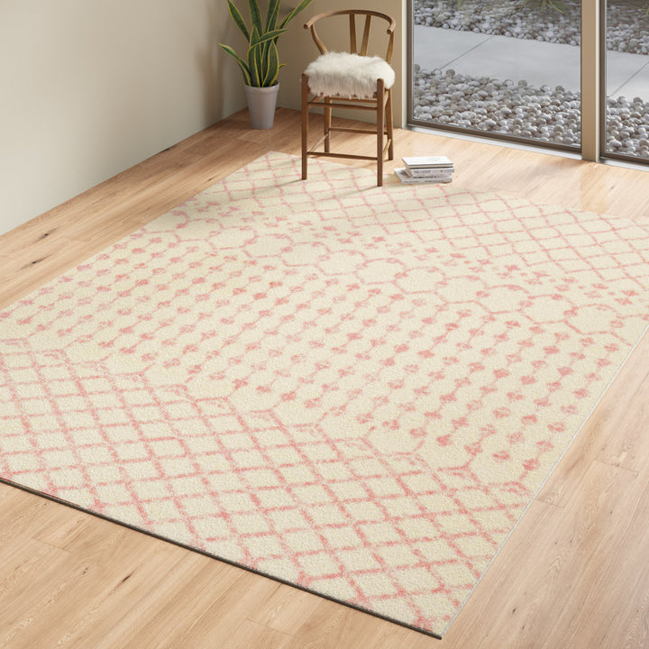 Amilla Geometric Pale Pink/Cream Area Rug Langley Street® Rug Size: Rectangle 7'10" x 10'2"