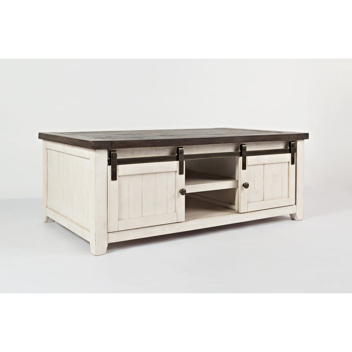 Solid Wood Coffee Table with Storage Sand & Stable™ Table Base Color: White