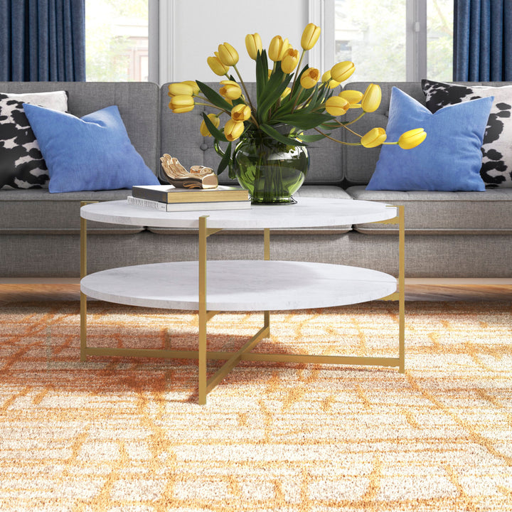 Huck Cross Legs Coffee Table with Storage Etta Avenue™