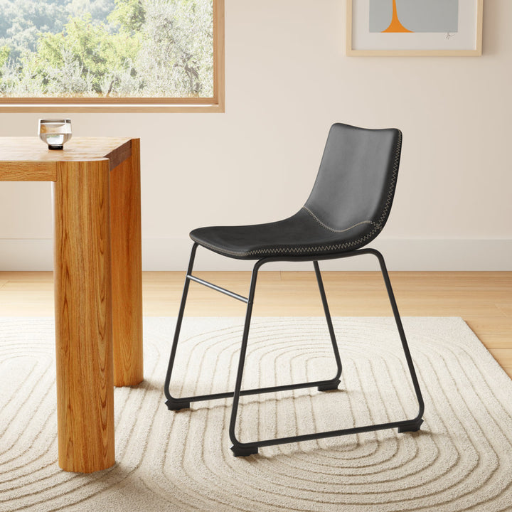 Nia Vegan Leather Side Chair (Set of 2) AllModern Frame Color: Black, Upholstery Color: Black