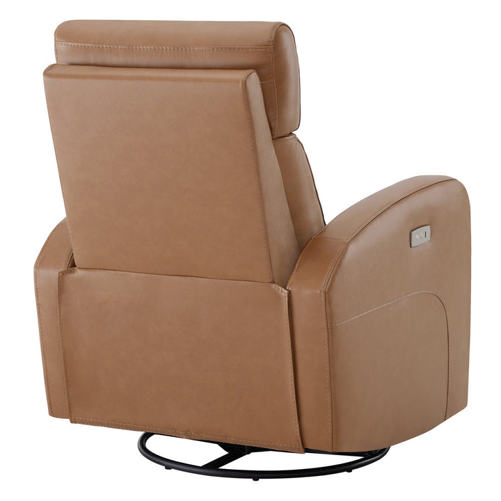 Arrianna-Fiona Genuine Leather Swivel Power Recliner Wade Logan® Upholstery Color: Brown