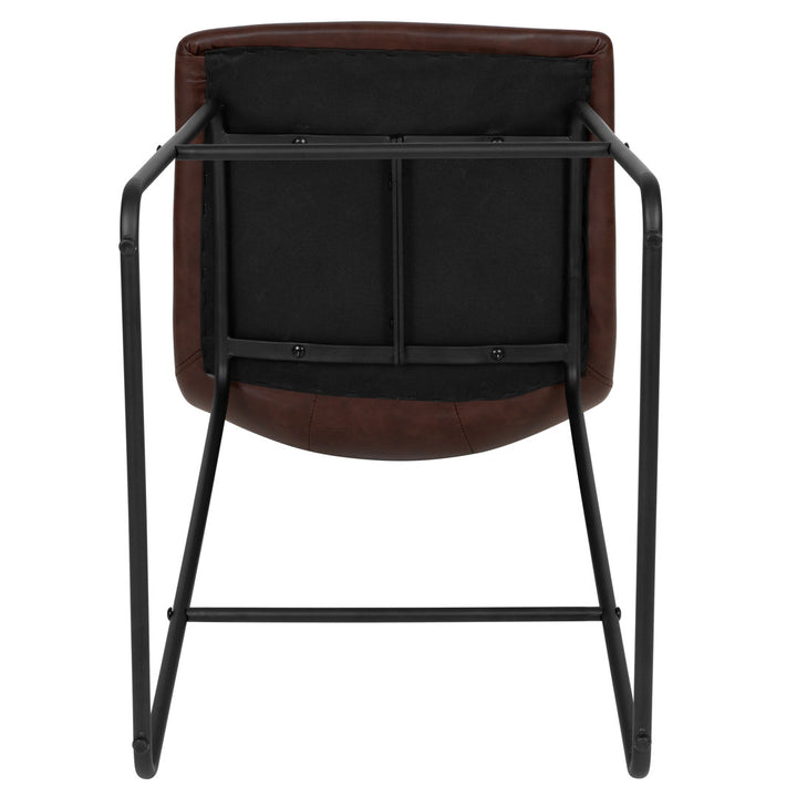 Liekele Upholstered Counter Height Modern Dining Stools by Flash Furniture (Set of 2) Ivy Bronx Seat Height: Counter Stool (24” Seat Height), Upholstery: Dark Brown Faux Leather