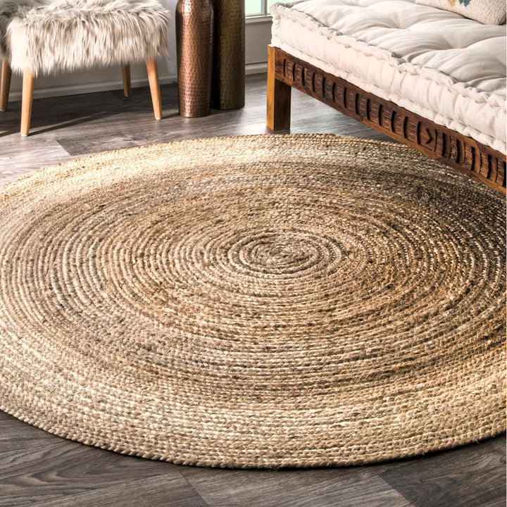 Natural Jute Area Rug Breakwater Bay Rug Size: Round 6'