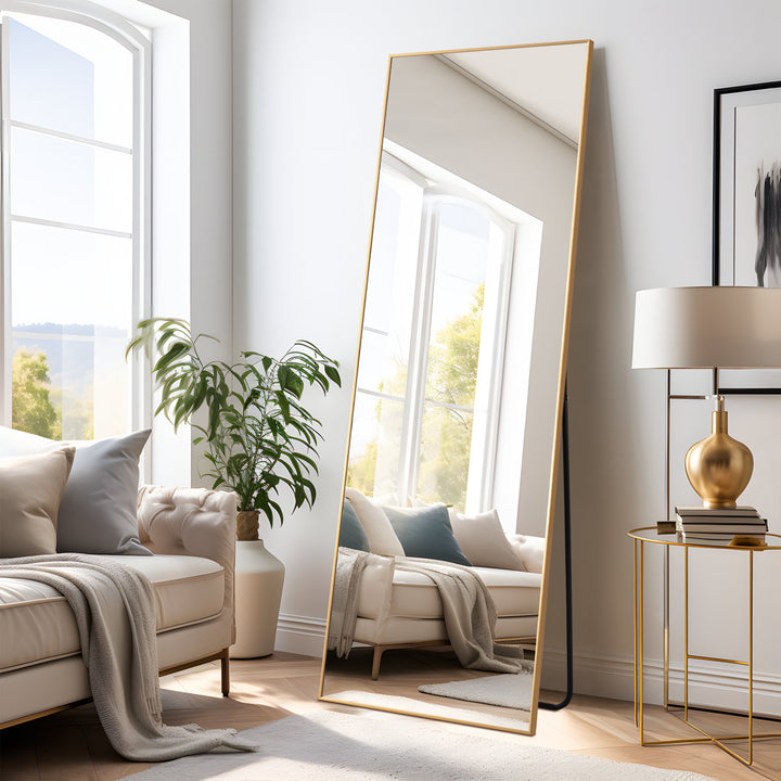 Koudia Metal Framed Standing Mirror Wrought Studio™ Size: 64" x 21" Finish: Gold