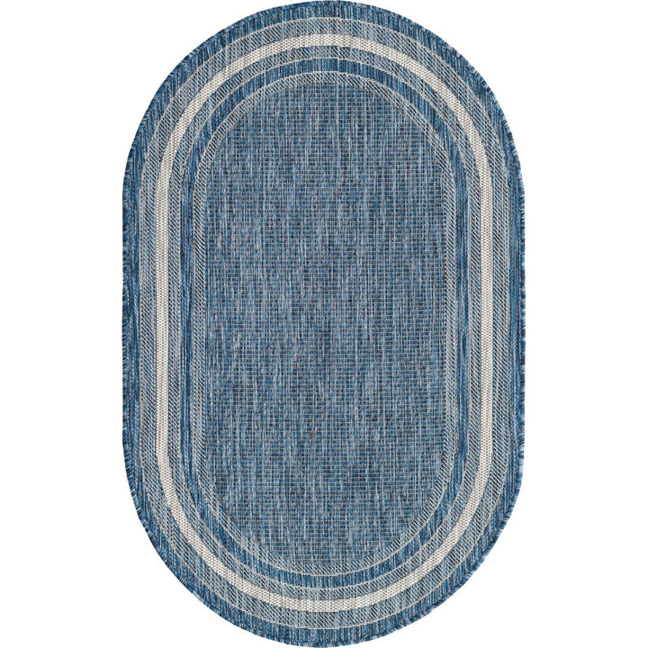 Swanee Blue Indoor / Outdoor Area Rug Arlmont & Co. Rug Size: Oval 7'10" x 10'