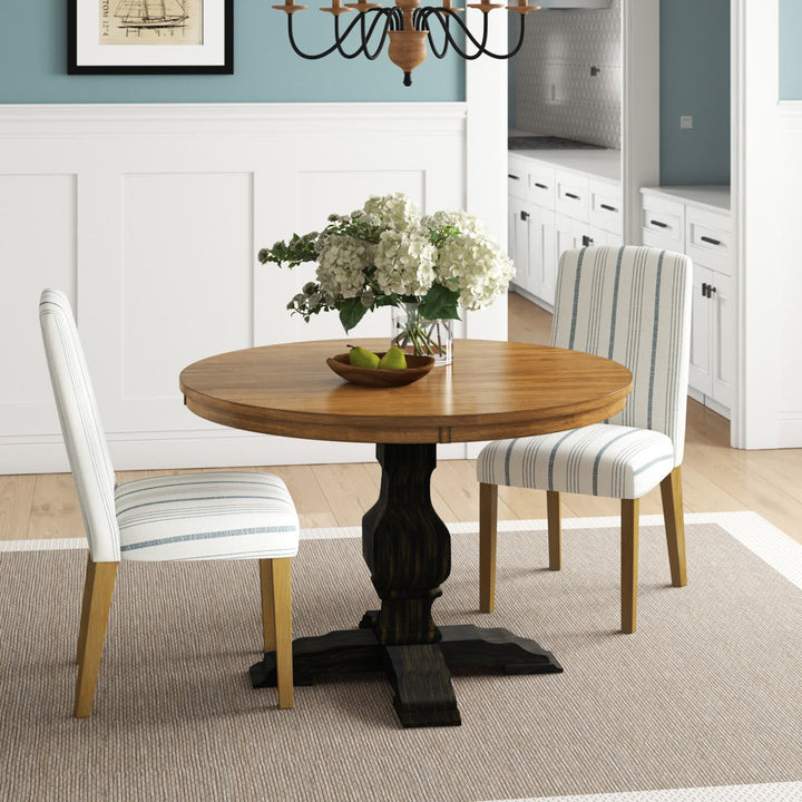 Fortville Rubberwood Solid Wood Pedestal Dining Table Three Posts™ Base Color: Antique Black