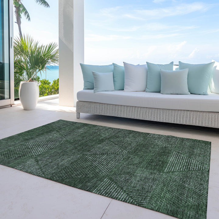 Malchow Geometric Machine Woven Polyester Indoor / Outdoor Area Rug in Green Langley Street® Rug Size: Rectangle 8' x 10'