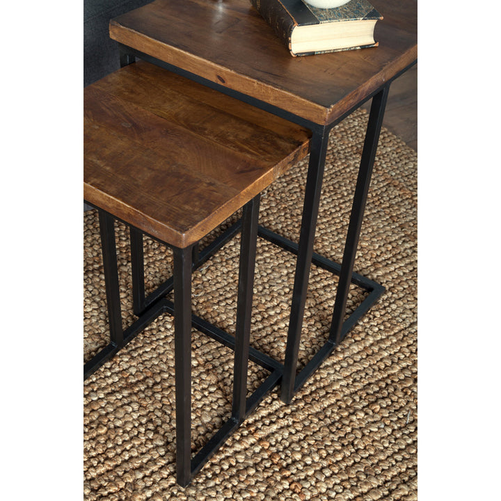 Eastville C Table Nesting Tables Steelside™ Color: Black/Mahogany Brown
