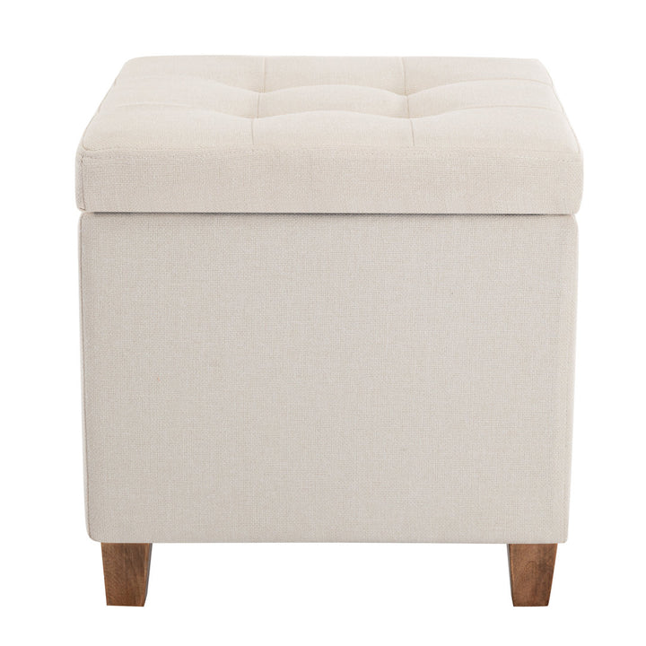 Ana 17.5" Wide Tufted Square Storage Ottoman Andover Mills™ Body Fabric: Cream