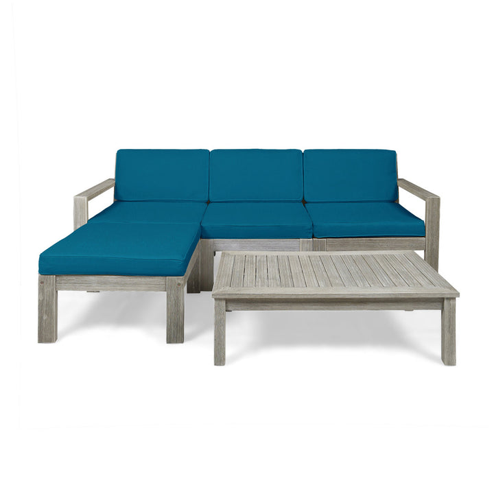 Farlay 5 Piece Sectional Seating Group Latitude Run® Frame Color / Cushion Color: Light Gray Frame / Dark Teal Cushion