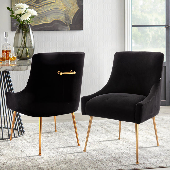 Magallanes Velvet Upholstered Side Chair (Set of 2) Willa Arlo™ Interiors Upholstery Color: Black