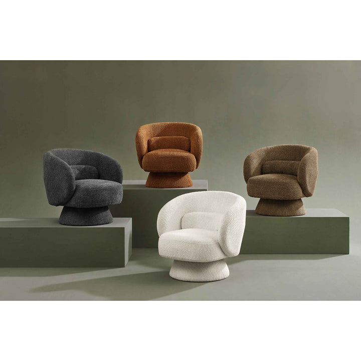 Saboor MINIMORE Modern Style Swivel Accent Chair Orren Ellis Fabric: Nut Brown Boucle