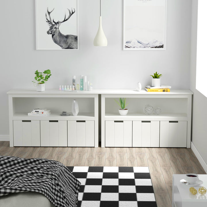 Bayze Bookcase with Removable Drawers, White Wade Logan® Wheels: Non-spinning Wheels