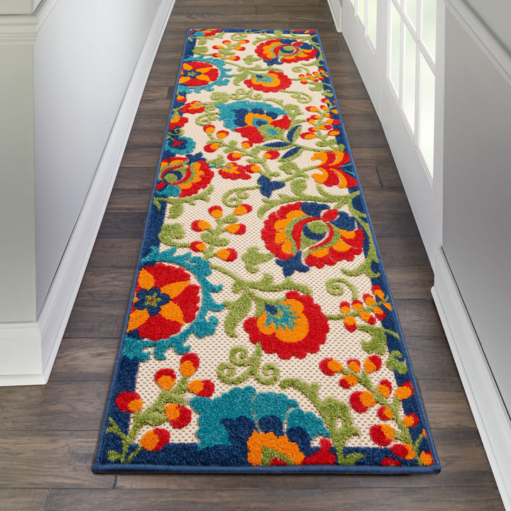 Bernia Floral Ivory/Red/Green Area Rug Wade Logan® Rug Size: Runner 2'3" x 8'