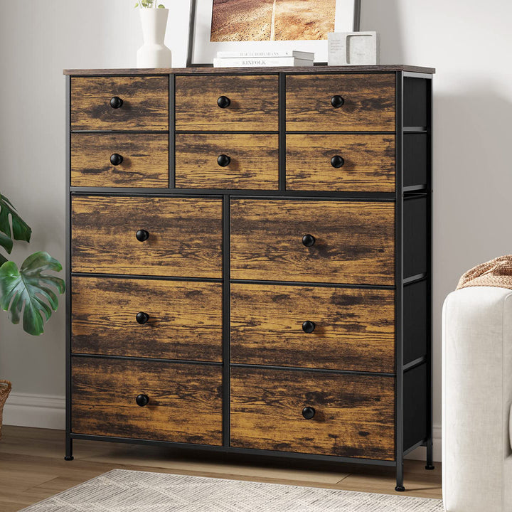 Ojaswi Dresser 12 Chest of Drawers, Closet with Wood Ebern Designs Color: Brown