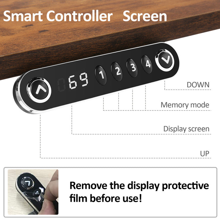 Kashif 55'' Electric Height Adjustable Standing Desk With 2 USB Ports, 3 Power Outlets, and 4 Casters, 2 Hooks, Big Mouse Pad Inbox Zero Color: Brown