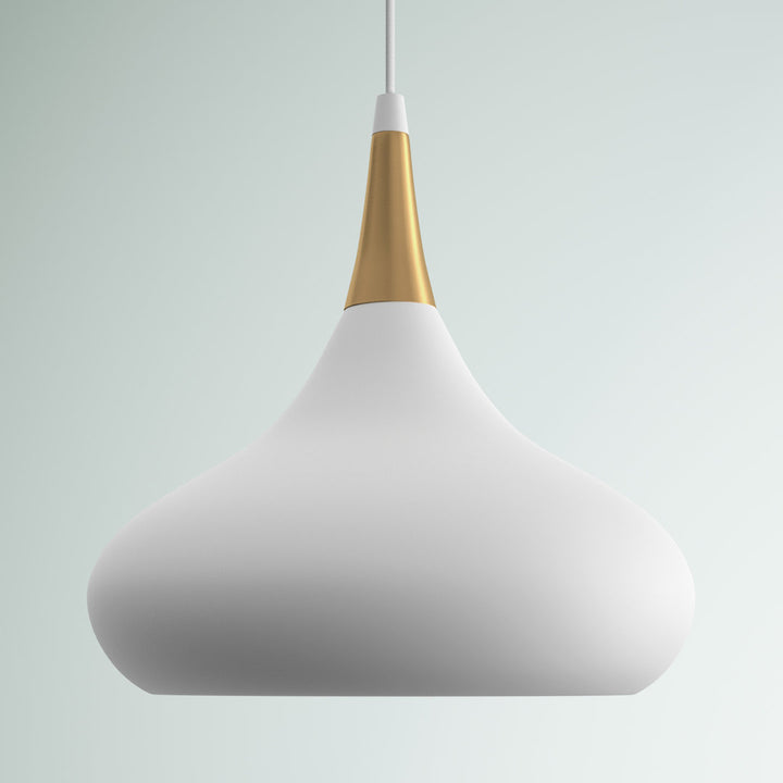 Braylon 1 - Light Single Teardrop Pendant Mercury Row® Size: 10" H x 10" W x 10" D Finish: Matte White/Burnished Brass