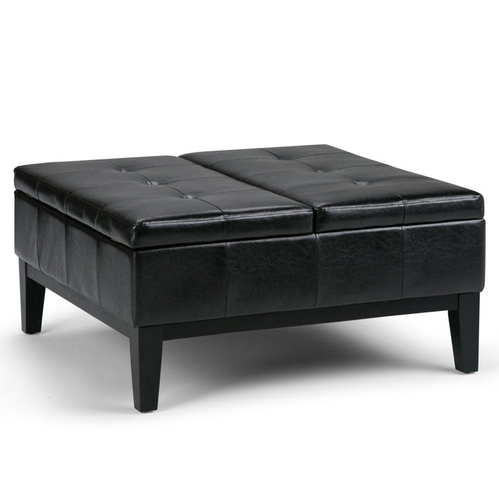 Dover Square Coffee Table Storage Ottoman,Assembled Simpli Home Fabric: Midnight Black