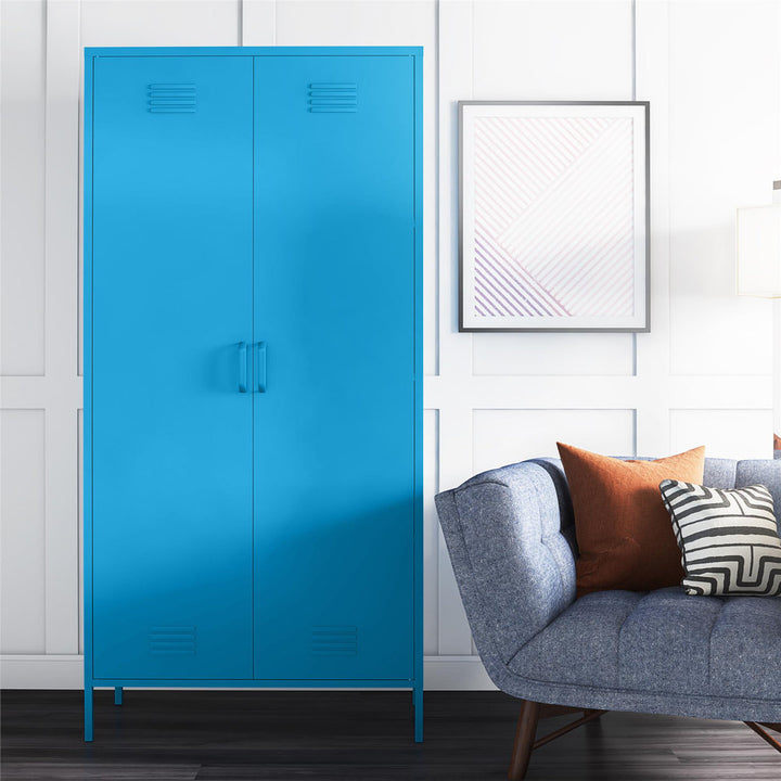 Cache 2 Door Tall Metal Locker Style Storage Cabinet Novogratz Finish: Bright Blue