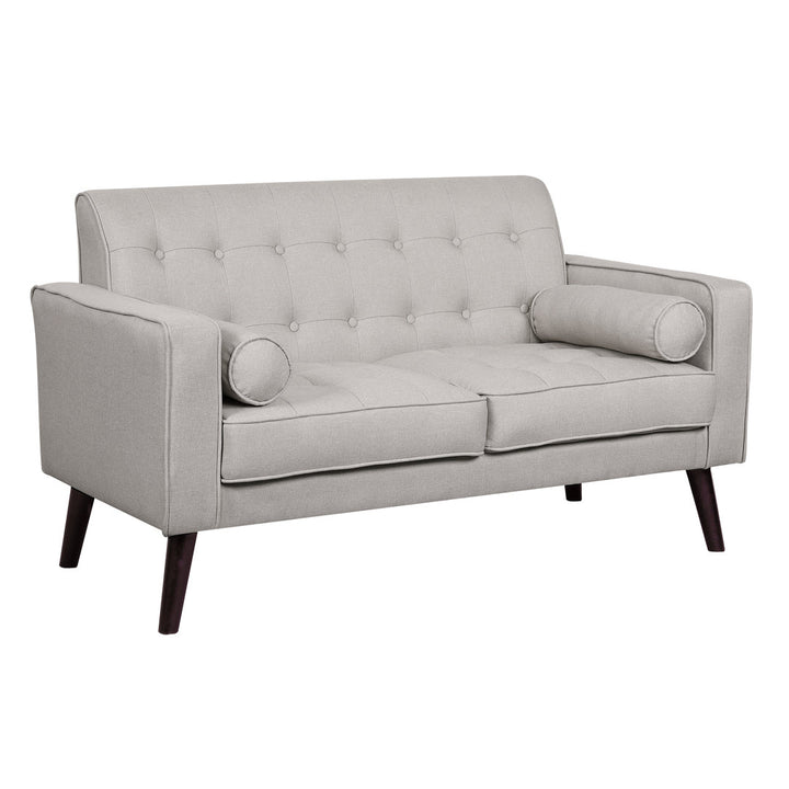 Benayah 56.3" Linen Square Arm Loveseat George Oliver Upholstery: Beige/Light Gray