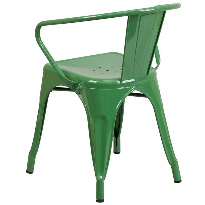 Hucheson Metal Indoor-Outdoor Chair with Arms Flash Furniture Seat Finish: Green