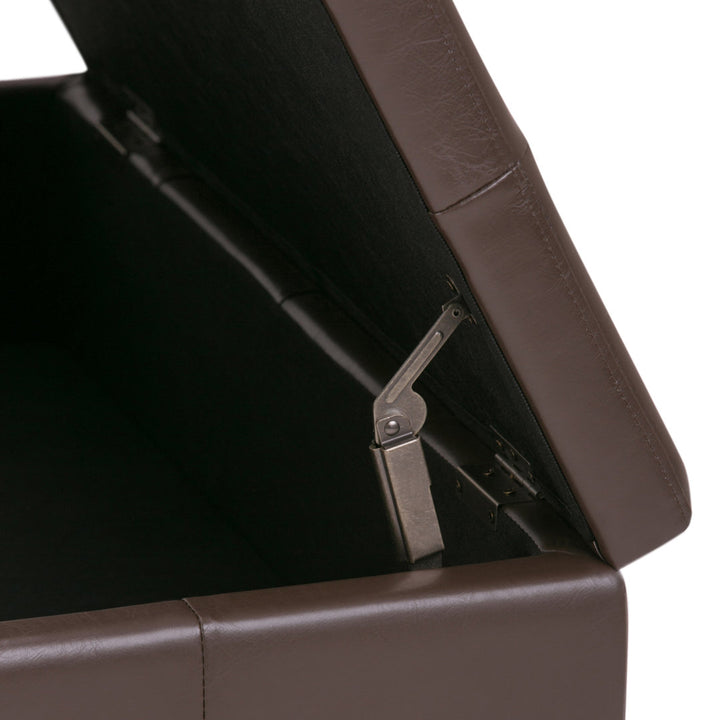 Dover Square Coffee Table Storage Ottoman,Assembled Simpli Home Fabric: Chocolate Brown